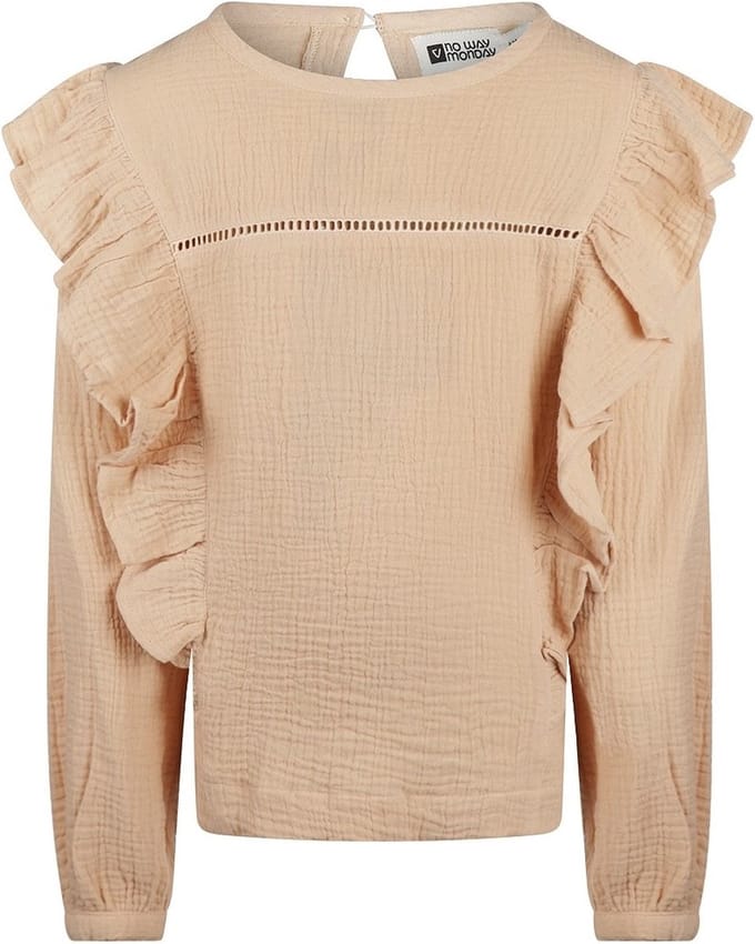 No Way Monday Blouse met roezels Beige maat 140