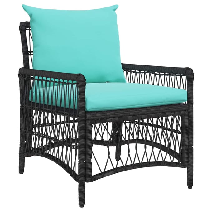 vidaXL Tuinstoel met kussen Zwart 73 x 61 x 77 cm poly rattan