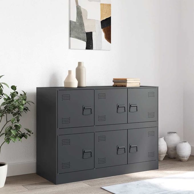 vidaXL - Dressoir - 99x39x73 - cm - staal - antracietkleurig