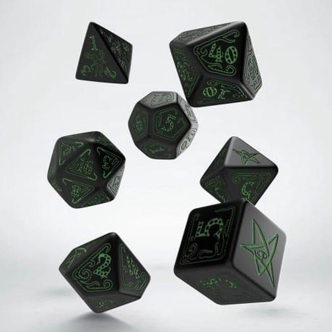 Q-Workshop Call of Cthulhu - zwarte & groene dobbelstenen Set (7)