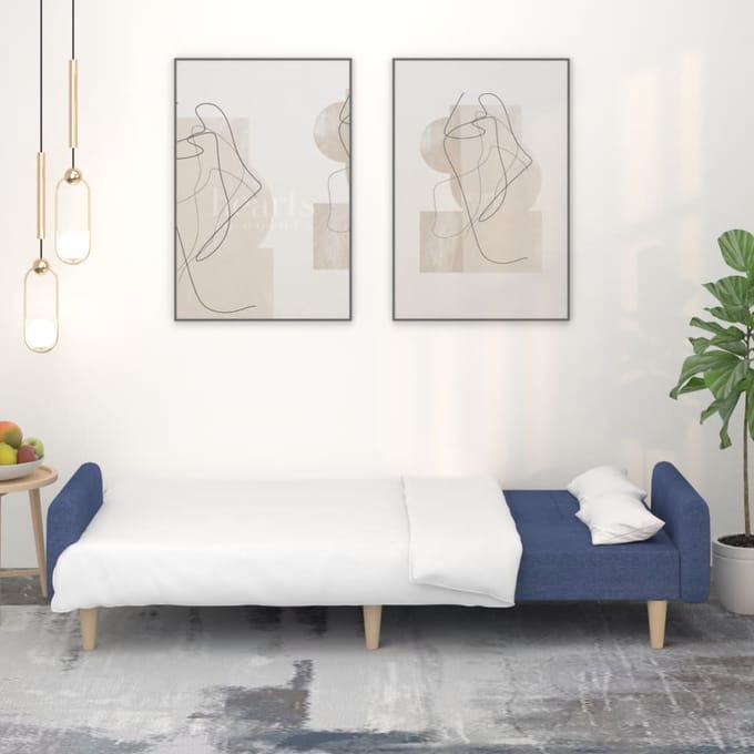 Vidaxl 2-Persoons Bank, Blauw, Gestoffeerd met Stof