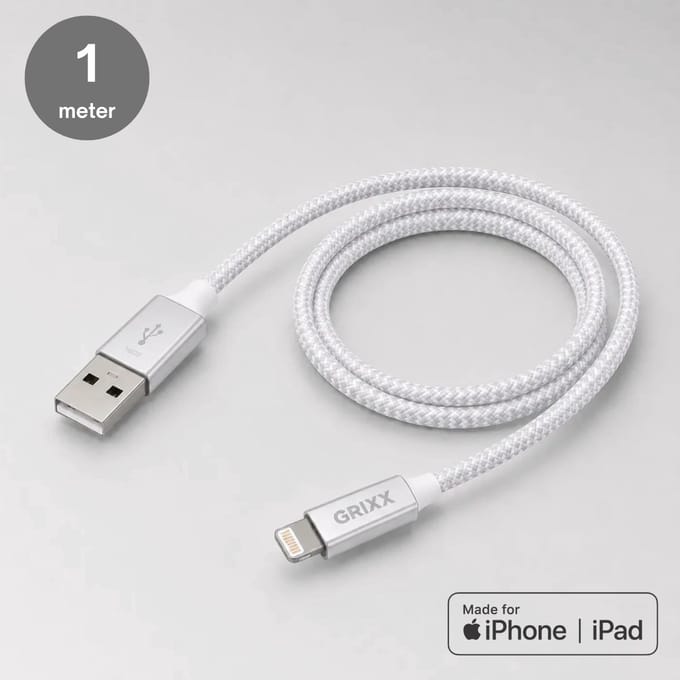 Lightning naar USB-A kabel - Grixx - MFi - 1 meter - Wit