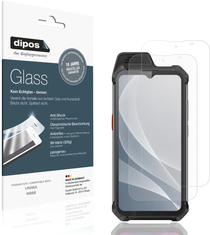 dipos – 2x Matte Pantserfolie geschikt voor UNIWA W888 | 9H Screenprotector