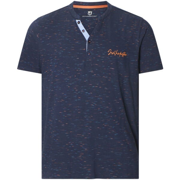 Jan Vanderstorm herren T-Shirt - 60/62 - donkerblauw - Plus Size