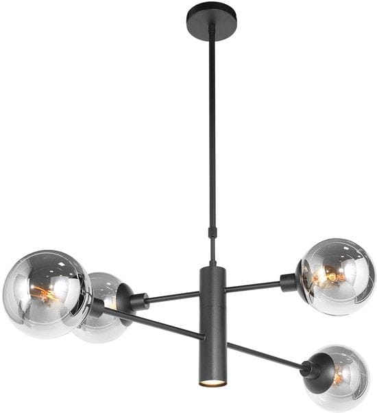 Hanglamp Constellation 3804ZW Zwart met onderlicht - Medium, Draaibaar en Uitschuifbaar, Kunststof/Metaal, Steinhauer