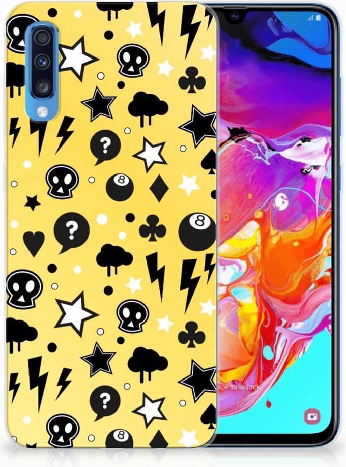 Silicone Back Case Samsung Galaxy A70 Punk Geel
