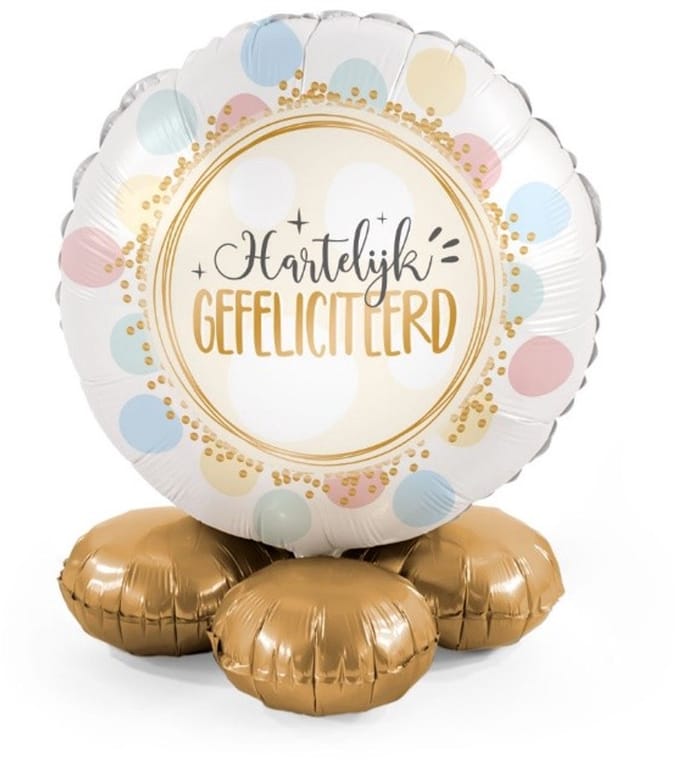 Hartelijk gefeliciteerd - Ballonnen set met standaard - Everloon