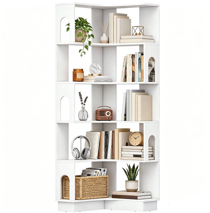 HOMCOM Opbergrek - Spaanplaat - 60 x 60 x 165,5 cm - Wit