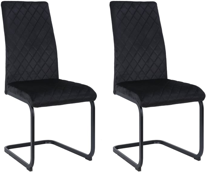 Valbourg-Eetkamerstoel - Zwart Fluweel - Set van 2
