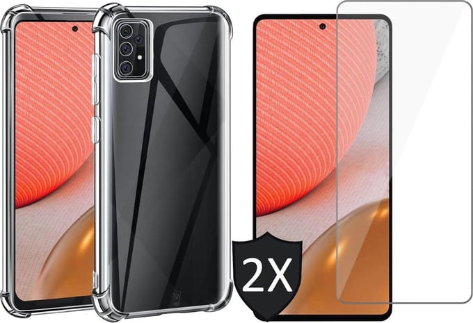 Hoesje geschikt voor Samsung Galaxy A72 - Shock Proof Case - Transparant - Met 2x Screenprotector
