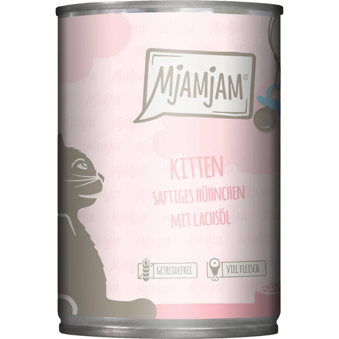 Economy Pack 24x400g MjAMjAM Kitten Sappige Kip met Zalmolie Natte Kattenvoer