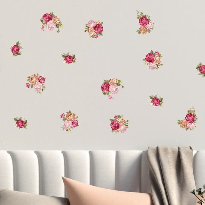 Muurstickers - Rozenboeket - Transparante achtergrond - 100x100cm