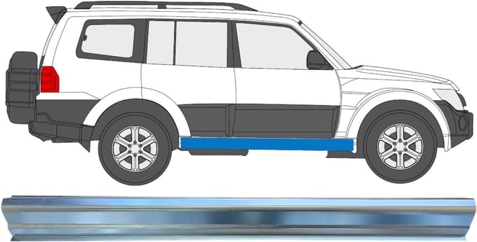 Reparatie dorpel voor Mitsubishi Pajero 2006-2021 / Rechts