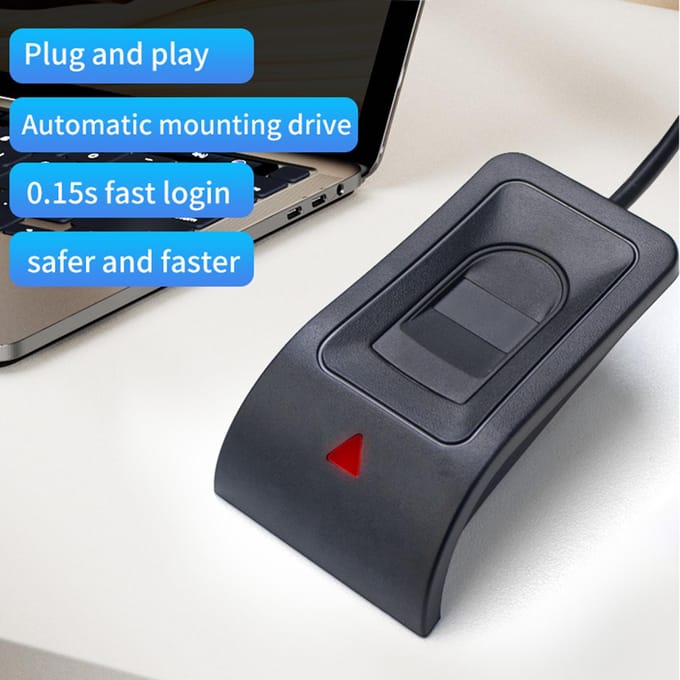 Vingerafdruklezer, USB biometrische vingerafdrukscanner Draagbare Windows Hello voor computer PC Laptop zwart