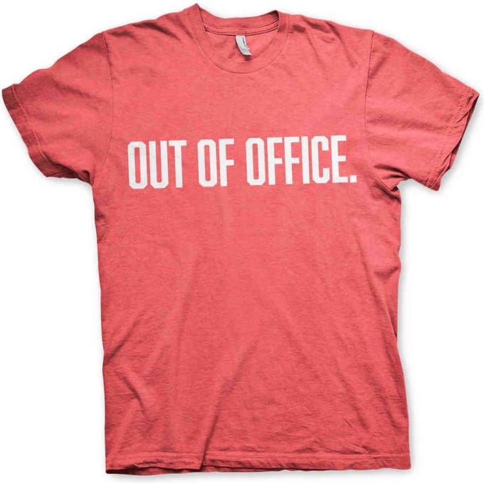Heren Fun Tshirt -M- OUT OF OFFICE Rood