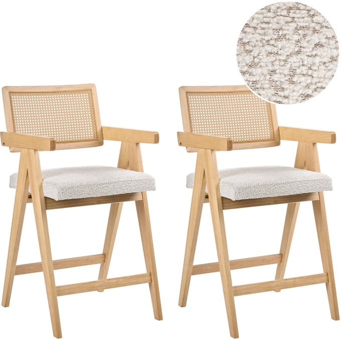 Set van 2 barstoelen AVA Hout Lichtbruin/beige