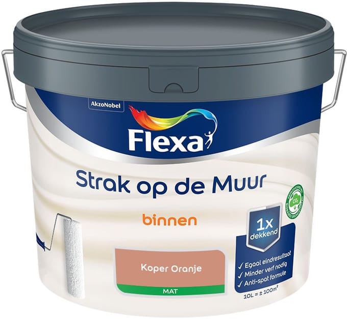 Flexa - Strak Op De Muur Binnen Mat - Koper Oranje - Mengverf - 10 L
