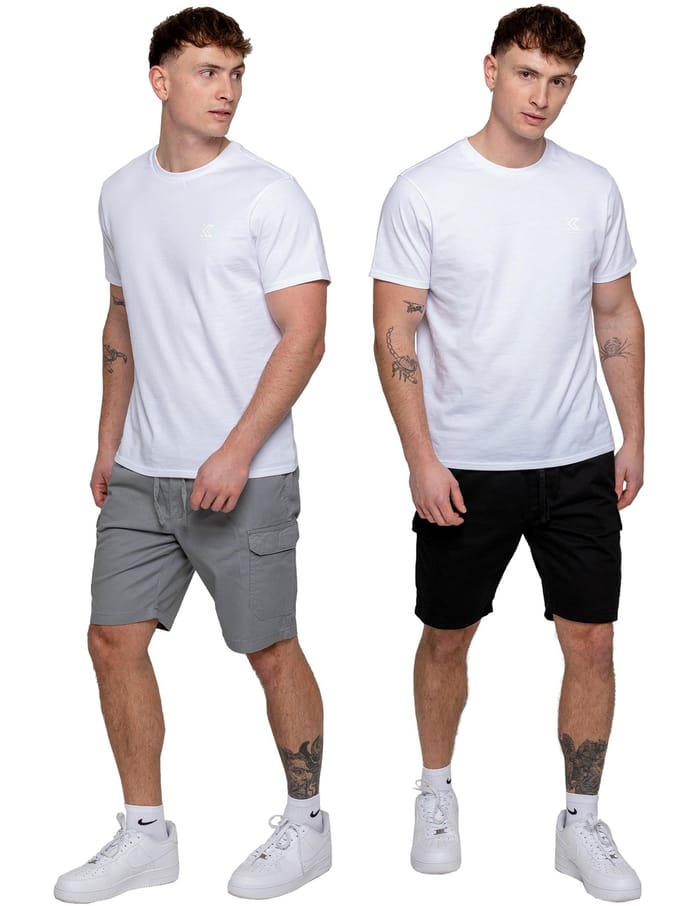 Kruze | 2 Pack Heren Cargo Korte Broek - BLK/LTGREY