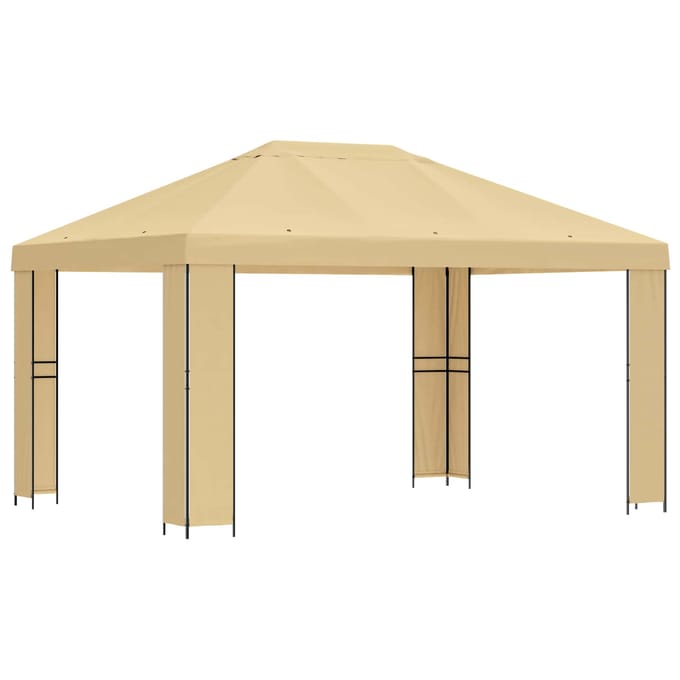 vidaXL - Prieel - 4 - × - 3 - m - Crèmekleurig - Polyester - en - Staal - 190 - gsm