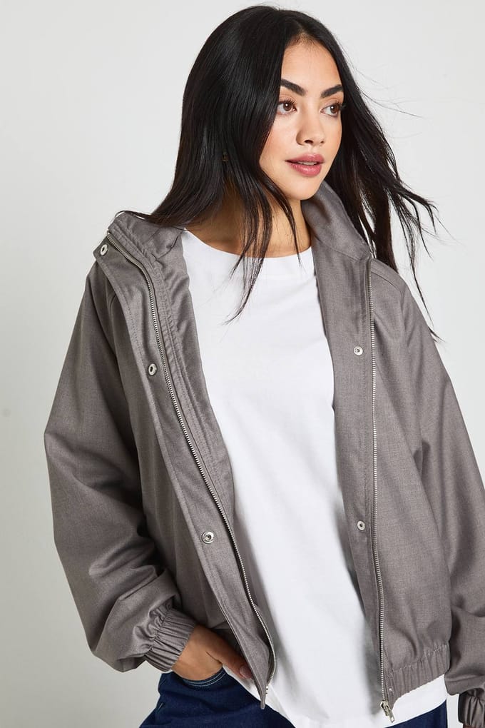 boohoo Dames Trechter Hals Jas | Grey | Maat: 10