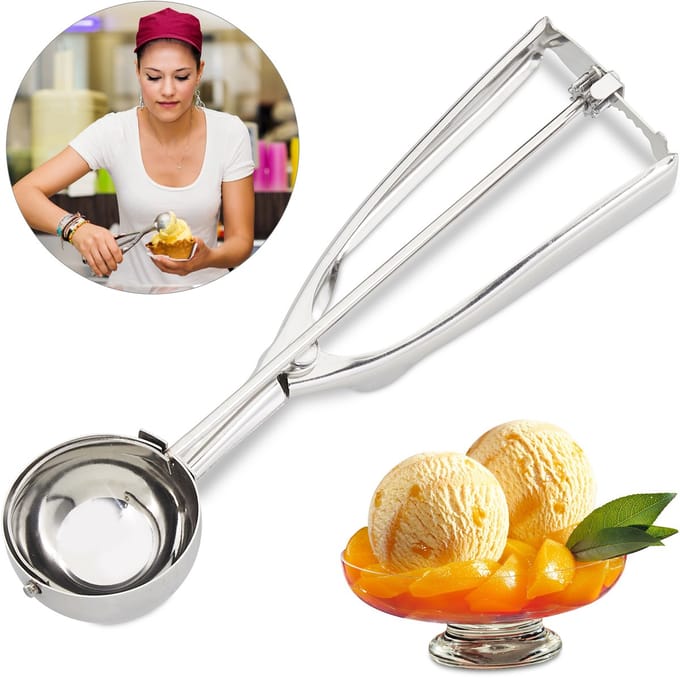 10x ijslepel rvs - ijsbolschep professioneel - 53 mm - fruit - deeg - zilver