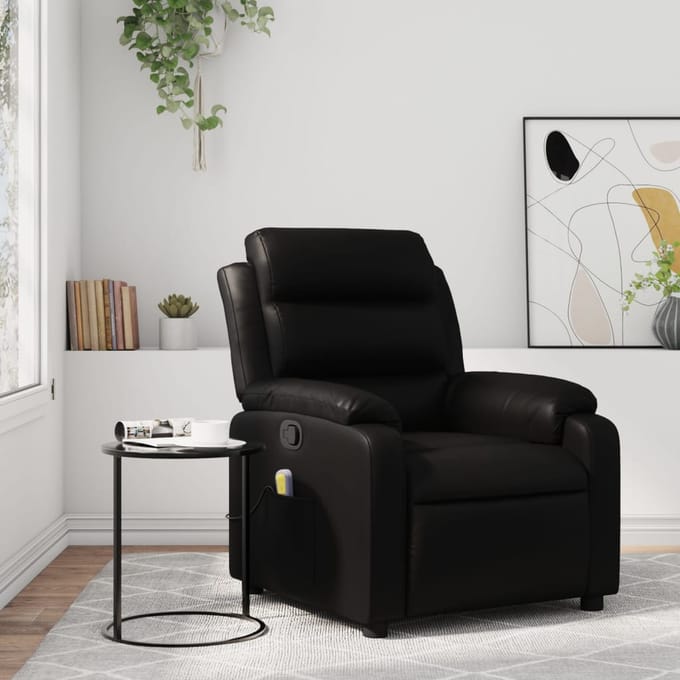 vidaXL - Massagestoel - van - zwart - kunstleer