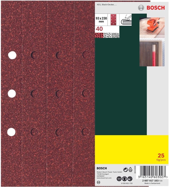 Bosch 25-delige schuurbladenset - 93 x 230 mm - korrel 180