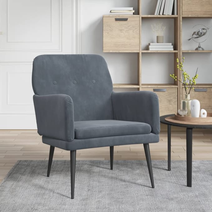 vidaXL - Fauteuil - 62x79x79 - cm - fluweel - donkergrijs