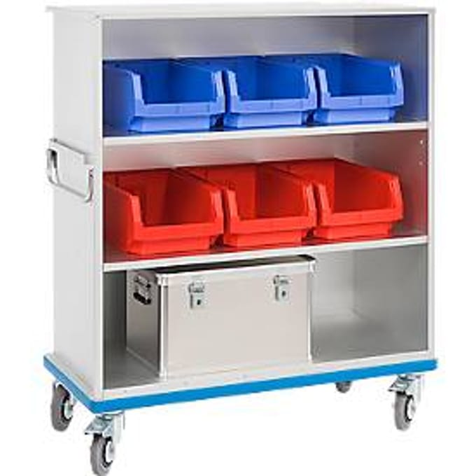 Kastwagen GMÖHLING G®-Cup light, open voorkant, tot 300 kg, 3 etages, volume ca. 740 l