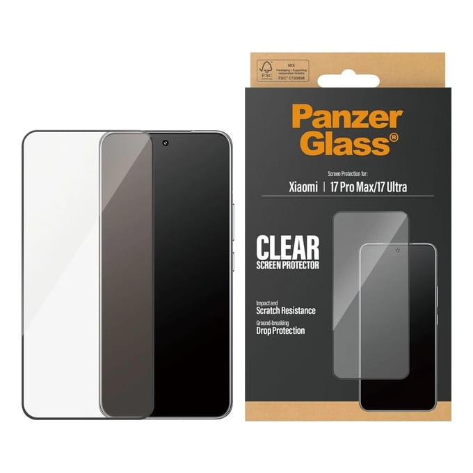 PanzerGlass Ultra-Wide Fit Anti-Bacterial Screenprotector incl. applicator voor de Xiaomi 17 Ultra