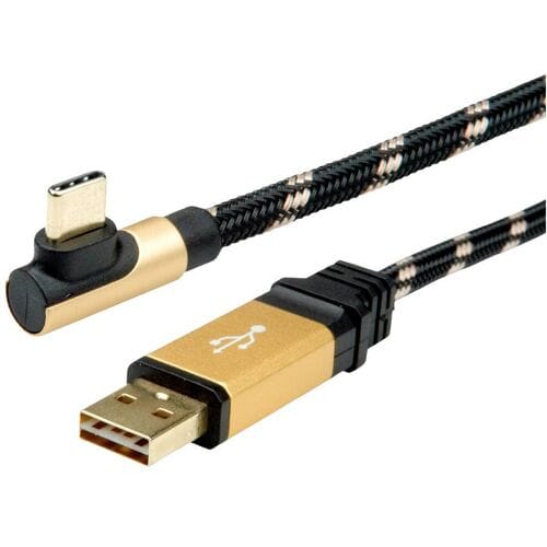 ROLINE GOLD USB 2.0 Kabel, USB-A Male reversible - USB-C 90° Male, 3 m