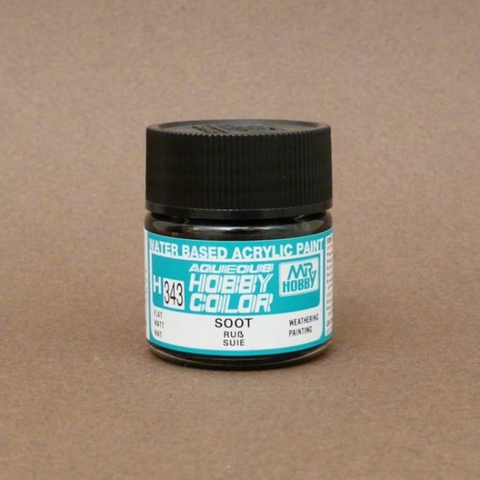 Gunze H-343 - Soot - Mr. Hobby Aqueous Modelbouwverf 10ml