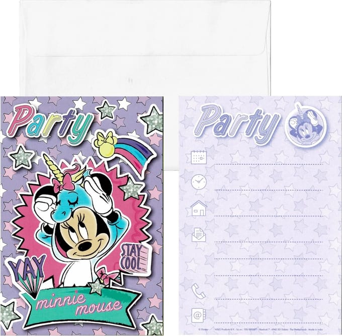 Disney Uitnodiging Met Envelop Minnie Mouse 14,5 Cm 5 Stuks