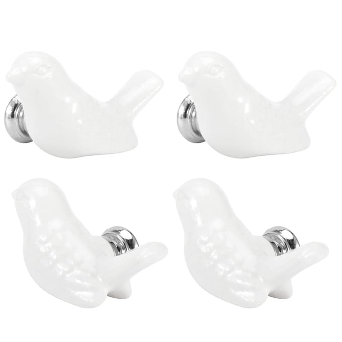 4 Stuks Vogelvorm Keramische Knoppen DIY Deur Lade Kast Trekhandgreep Meubelaccessoires wit