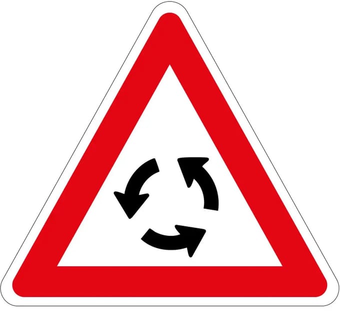 Pas op rotonde bord - J9 | gecoat dibond materiaal | 15 cm