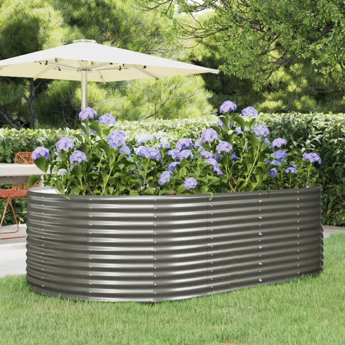 vidaXL - Plantenbak - 212x140x68 - cm - gegalvaniseerd - staal - grijs