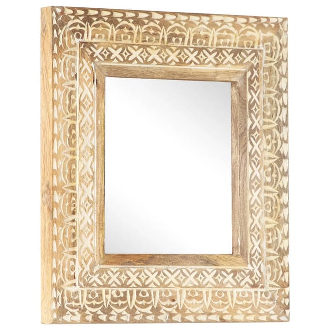 vidaXL - Spiegel - handgesneden - 50x50x2,6 - cm - massief - mangohout