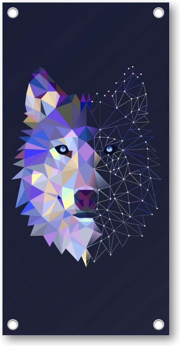 Abstracte Wolf - Tuinposter 100x200 - Wanddecoratie - Minimalist - Dieren