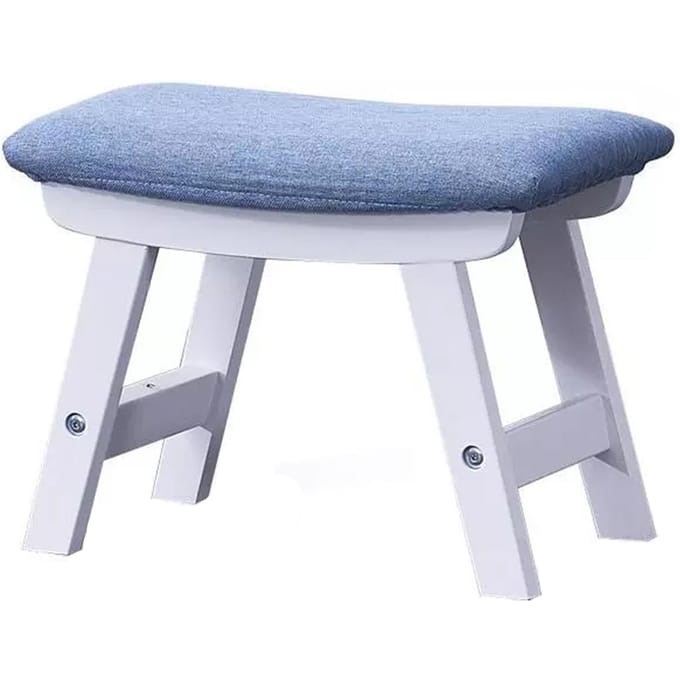 Voetenbank Houten Structuur Schuimkussen Opstapkrukje Woondecoratie Wit Blauw gray