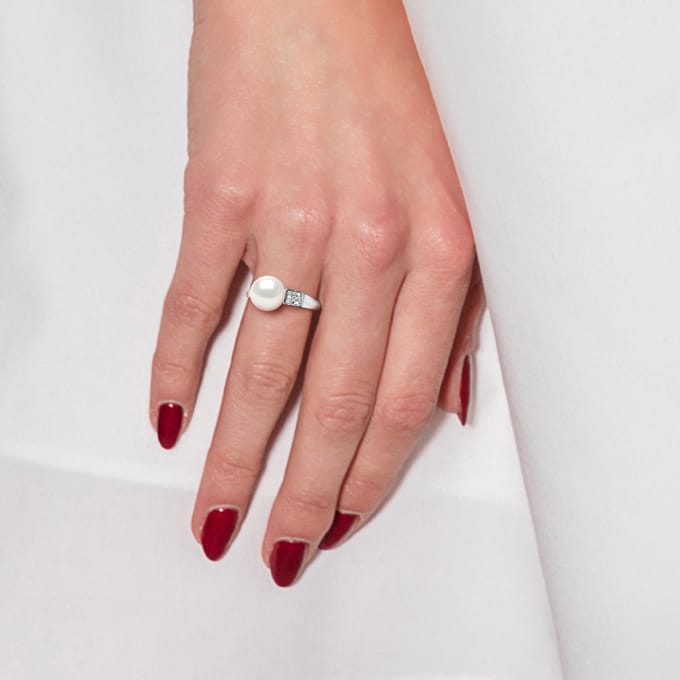 Ring Verstelbare Zoetwater Parel sieraden 9-10mm White 925