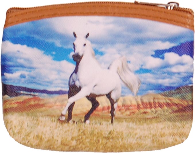 Kleine portemonnee met wit paard - 11x9cm