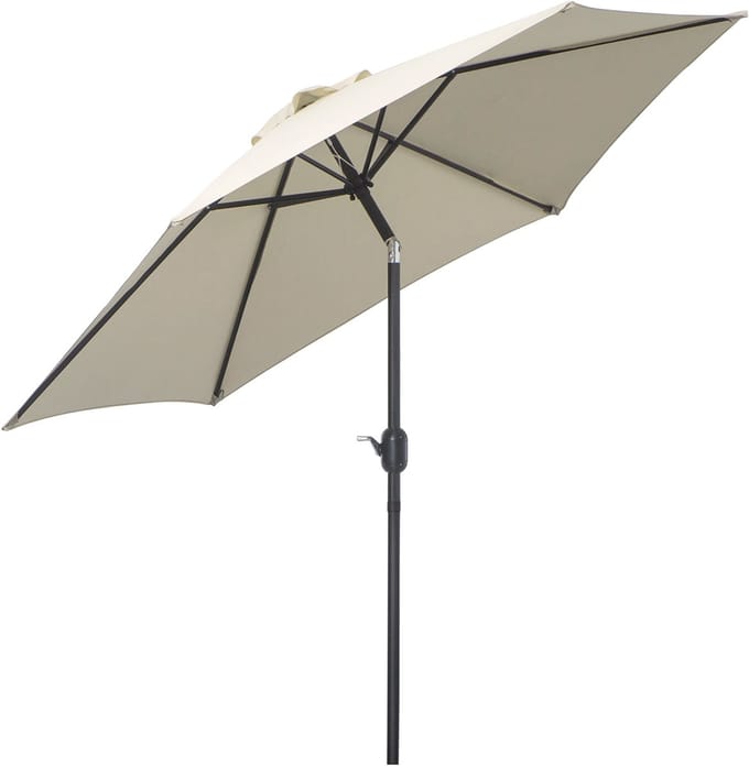 Clruro Parasol - Ø2,6 m - Knikparasol Met Slinger - Aluminium Polyester 180g/m² - Beige
