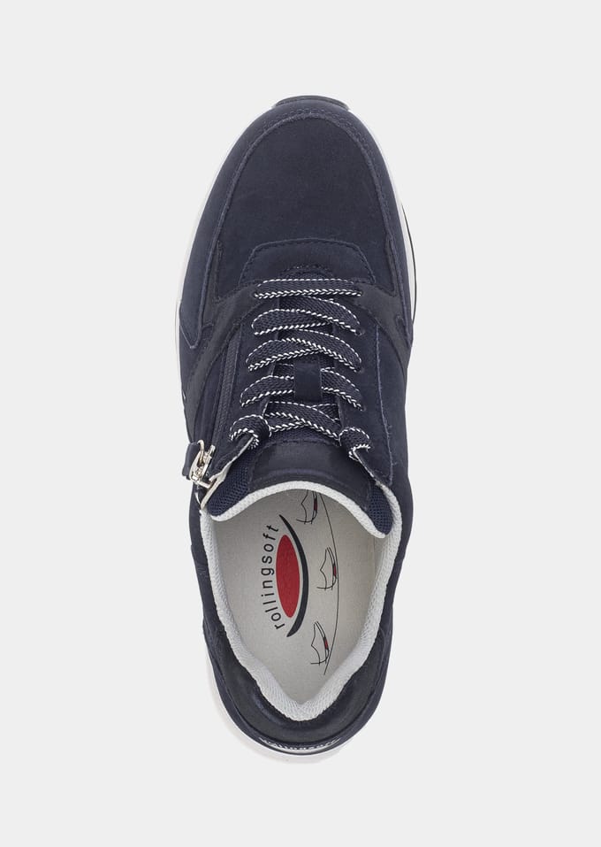 Leren sneakers met ritssluiting - marine - Gr. 39 van Goldner Fashion