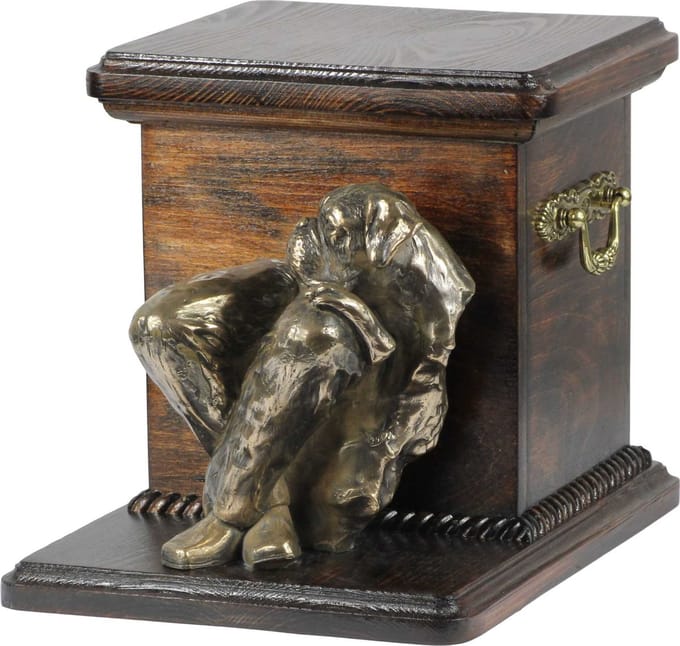 Elegante urn voor hondenas met buste van Duitse Boxer