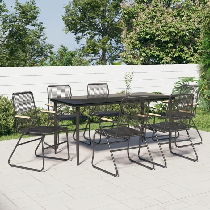 vidaXL - 7-delige - Tuinset - PVC-rattan - zwart