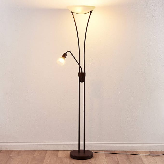 Lindby Felicia uplighter met leeslamp, roest