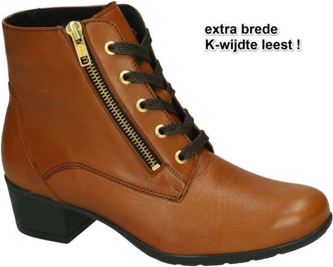 Solidus -Dames -  cognac/caramel - enkellaarzen - maat 36.5