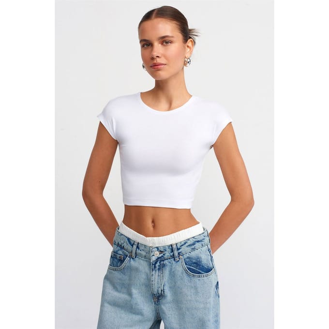 Slim Fit Crop Jersey Blouse