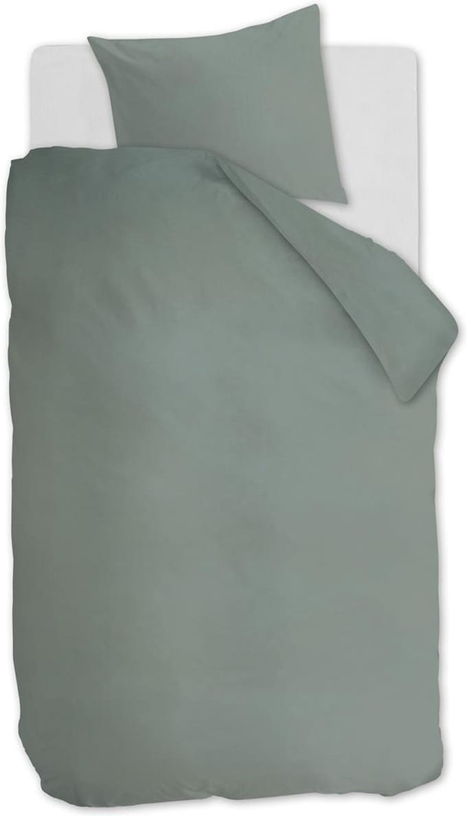 Ambiante Cotton Uni dekbedovertrek - Effen - Eenpersoons - 140x200/220 cm - Groen