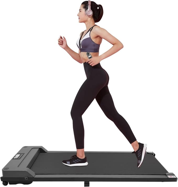 Loopband Onder Bureau - Loopvlak Fitness - Thuiswerken Bewegen - Stille Motor - 120x53cm - Grijs